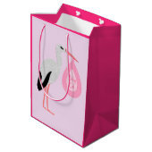 ピンクかわいらしベビーガールストーク ミディアムペーパーバッグ (裏面アングル)