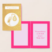 ピンクかわいらしベビーガールストーク 箔カード (ディスプレー)