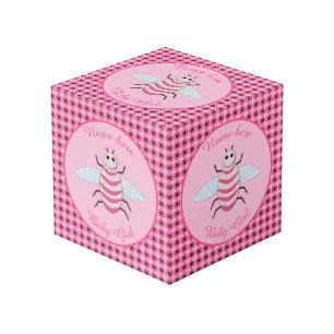 ピンクかわいらしベビーガールビーカスタムビー フォトキューブ