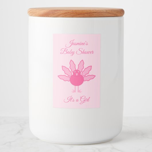 ピンクかわいらしベビーガール感謝祭トルコカスタム フードラベル (正面)