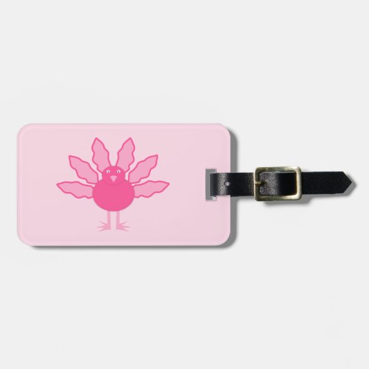 ピンクかわいらしベビーガール感謝祭トルコカスタム ラゲッジタグ (正面横)