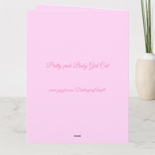 ピンクかわいらしベビーガール猫カスタム赤ちゃんシャワーカード カード (裏面)