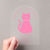 ピンクかわいらしベビーガール猫カスタム赤ちゃんシャワー アクリル招待状 (インサイチュ (ポータブル))