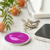 ピンクかわいらしベビーガールNARWHALジェンダーリビールカスタム キーホルダー (側面)