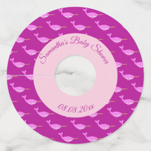 ピンクかわいらしベビーガールNARWHALベビーシャワーカスタム ワイングラスタグ