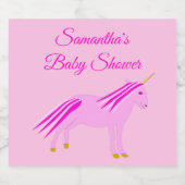 ピンクかわいらしベビーガールUnicornベビーシャワーカスタム スパークリングワインラベル (シングルラベル)