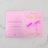 ピンクかわいらしベビーガールUnicornベビーシャワーカスタム 箔グリーティングカード (外側レイダウン)