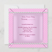 ピンクかわいらしベビーシャワーガールベビー水玉模様 招待状 (裏面)