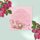 ピンクかわいらしベビーシャワーティーパーティの招待状 招待状