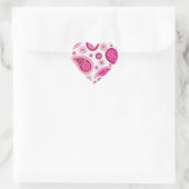 ピンクかわいらしペイズリーパターンアクセサリ – 名前の追加 ハートシール (バッグ)