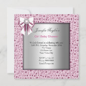 ピンクかわいらしホワイトガールベビーシャワー 招待状 (裏面)