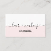 ピンクかわいらしホワイトスクリプトヘアメイクアップ名刺 名刺 (正面)