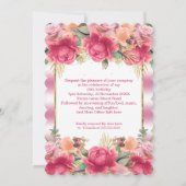 ピンクかわいらしホワイトバースデーパーティーフローラの花 招待状 (裏面)