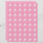 ピンクかわいらしホワイトフローラスクラップブック紙 (正面/裏面)