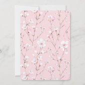 ピンクかわいらしホワイトフローラ誕生日 招待状 (裏面)