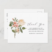 ピンクかわいらしホワイトフローラ100誕生日ありがとう ポストカード (正面/裏面)