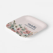 ピンクかわいらしホワイトフローラ100誕生日 ペーパープレート (傾斜あり)