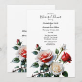 ピンクかわいらしホワイトレッドローゼリハーサルディナー 招待状 (正面/裏面)