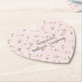 ピンクかわいらしホワイトローズフローラブライダルシャワー ペーパーコースター (アングル)