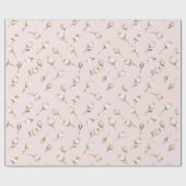 ピンクかわいらしホワイトローズフローラブライダルシャワー ラッピングペーパー (フラット)