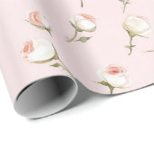 ピンクかわいらしホワイトローズフローラブライダルシャワー ラッピングペーパー (ロールコーナー)