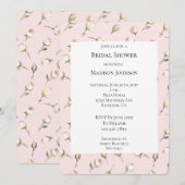 ピンクかわいらしホワイトローズフローラブライダルシャワー 招待状 (正面/裏面)