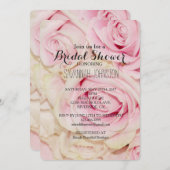 ピンクかわいらしホワイトローズブライダルシャワー 招待状 (正面/裏面)