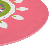 ピンクかわいらしホワイト花びら名前をカスタムする カッティングボード (角)