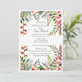 ピンクかわいらしボタニカル誕生日ルンチョン 招待状 (スタンド正面)