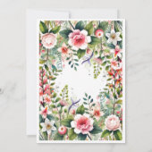 ピンクかわいらしボタニカル誕生日ルンチョン 招待状 (裏面)