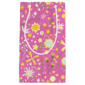 ピンクかわいらしボタニカル野草フローラ スモールペーパーバッグ (正面)