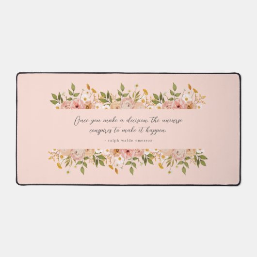 ピンクかわいらしボヘミアフローラパーソナル引用文 デスクマット (正面)