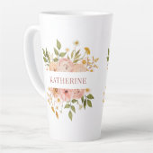 ピンクかわいらしボヘミアンフローラ名 カフェラテマグ (左アングル)