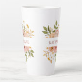 ピンクかわいらしボヘミアンフローラ名 カフェラテマグ (正面)