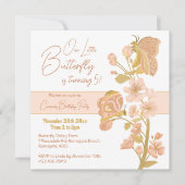 ピンクかわいらしボホバタフライバースデーパーティーキッズ 招待状 (正面)