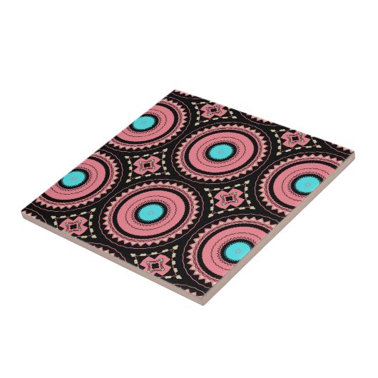 ピンクかわいらしボホモザイク幾何学模様 タイル (側面)