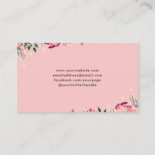 ピンクかわいらしボホ山花 名刺 (裏面)