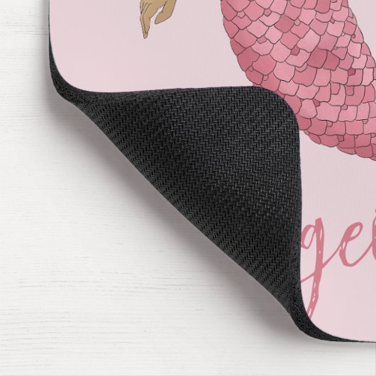 ピンクかわいらしマーメイドハッピーバースデー名前をカスタムする マウスパッド (コーナー)