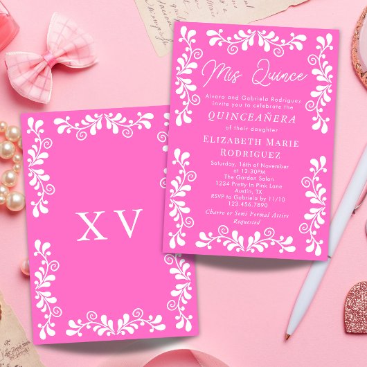 ピンクかわいらしメキシカンフィエスタタラベラキンセアニェラ 招待状