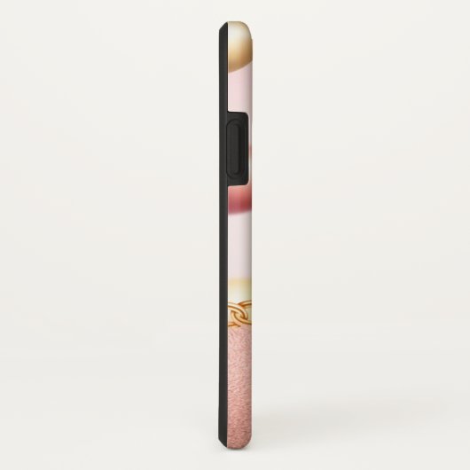 ピンクかわいらしメタリックバブガーリールピーチ金ゴールド Case-Mate iPhoneケース (裏面/右)