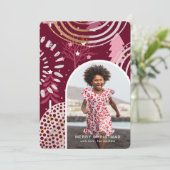 ピンクかわいらしメリークリスマスフォトグリーティングメッセージ シーズンカード (スタンド正面)