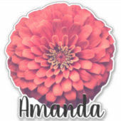 ピンクかわいらしモノグラム名花自然植物かわいい シール (正面)