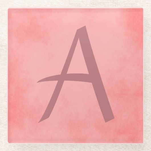 ピンクかわいらしモノグラム ガラスコースター (正面)