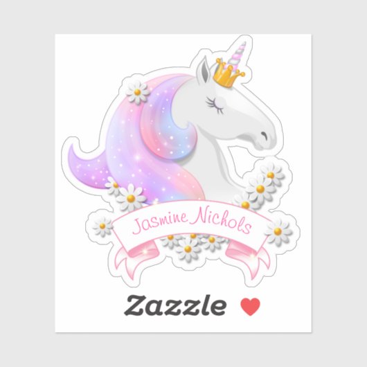 ピンクかわいらしユニコーンプリンセスキラキラ シール (シート)