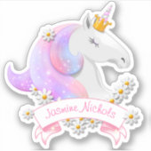 ピンクかわいらしユニコーンプリンセスキラキラ シール (正面)