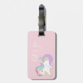 ピンクかわいらしユニコーンワンドルラスト引用文 |荷物タグ ラゲッジタグ (裏面縦)
