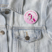 ピンクかわいらしユニコーン誕生日ガールパーソナライズされた 缶バッジ (インサイチュ)