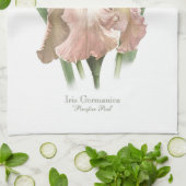 ピンクかわいらしラッフルアイリスボタニカルアートスタイル キッチンタオル (折り畳み)