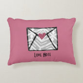 ピンクかわいらしラブノートハート アクセントクッション (正面)