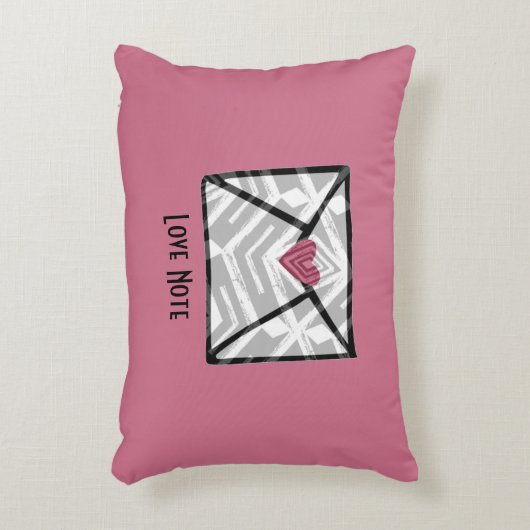ピンクかわいらしラブノートハート アクセントクッション (正面(垂直))